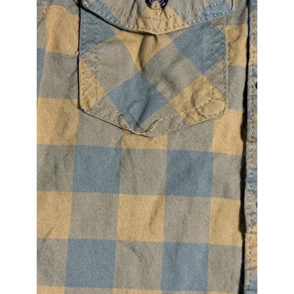 7 For All Mankind Button Up Short Sleeve Shirt Yellow/Gray Plaid - Size 4T - Picture 3 of 4